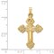 14K Yellow Gold Budded Hollow Cross Pendant Jewelry 34.2mm x 20.4mm